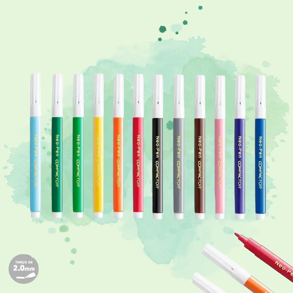 Comprar Caneta Hidrográfica Compactor Neo-Pen Mirim 12 Cores - a
