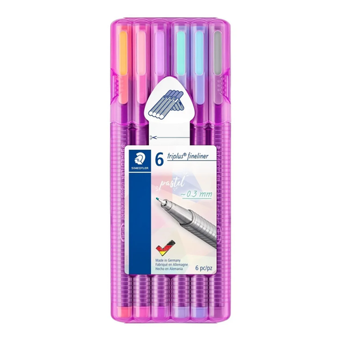 Caneta Triplus Fineliner Staedtler Pastel 0.3mm 6 Cores