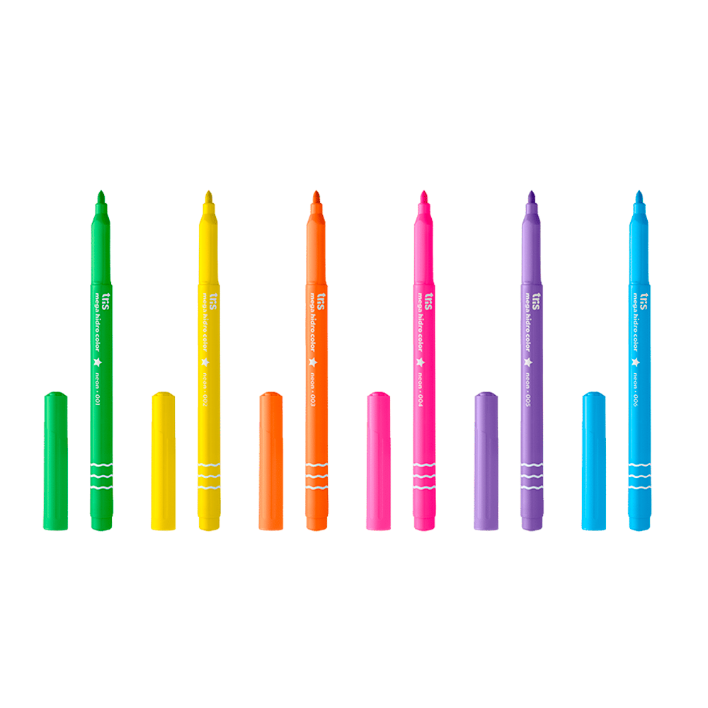 Comprar Caneta Hidrocor Tris Mega Hidro Color 6 Cores Neon - a