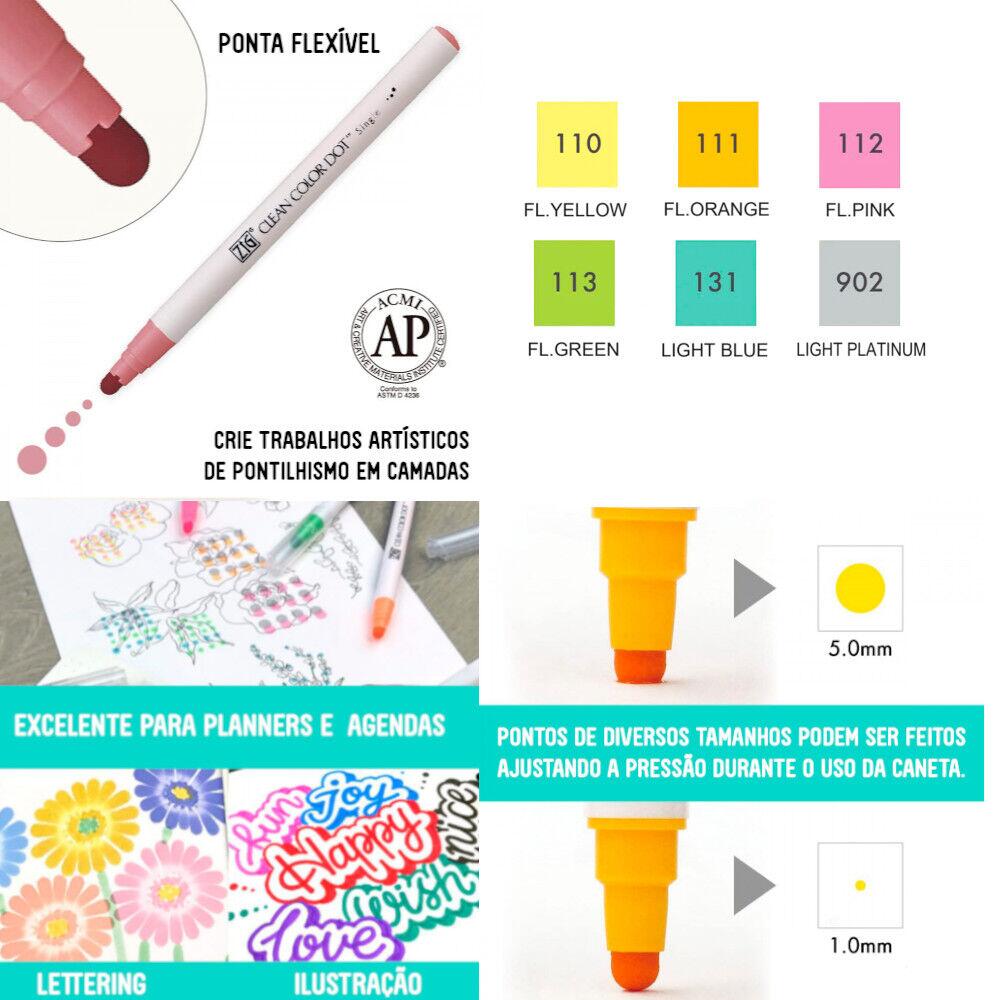 Comprar Marcador Artístico Kuretake Pontilhismo Dot 6 Cores Neon