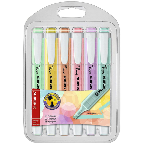 Marca Texto Stabilo Swing Cool 6 Cores Pastel 275/6