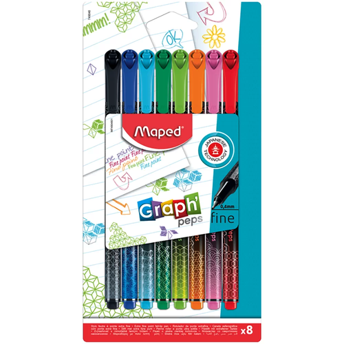 Caneta Hidrográfica Maped Graph Peps Premium 8 Cores