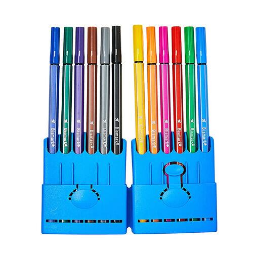 Caneta Hidrográfica Bismark Fine 0.4mm Azul 12 Cores