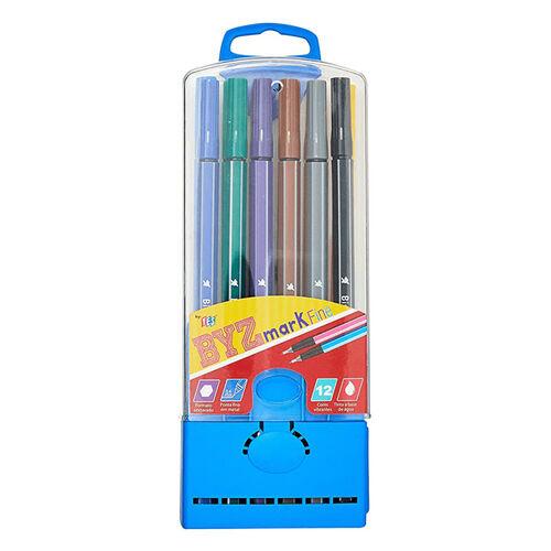 Caneta Hidrográfica Bismark Fine 0.4mm Azul 12 Cores