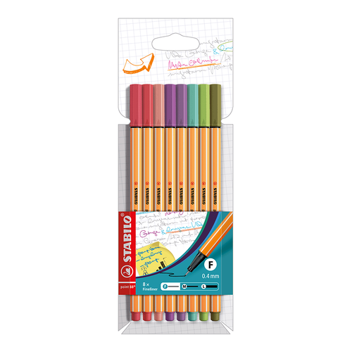 Caneta Hidrográfica Stabilo Point 88 com 8 Cores