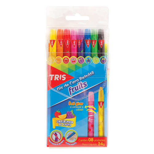 Comprar Giz de Cera Retrátil Fruits 8 Cores Com cheiro - Tris - a