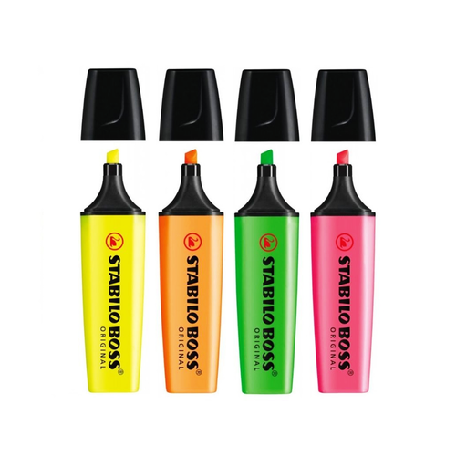 Marca Texto Stabilo Boss com 4 Cores Neon