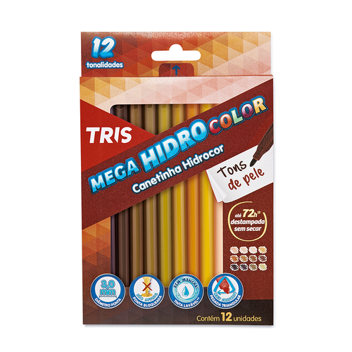 Caneta Hidrográfica Tris Mega Hidrocolor 12 Cores 683690