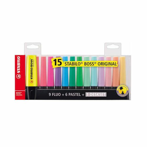 Estojo de Marca Texto Stabilo Boss Deskset 15 Cores
