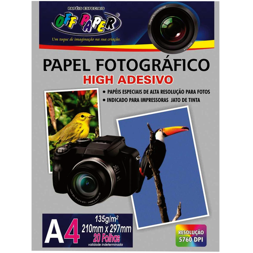 Papel Fotográfico A4 Off Paper 135g Adesivo 20 Folhas