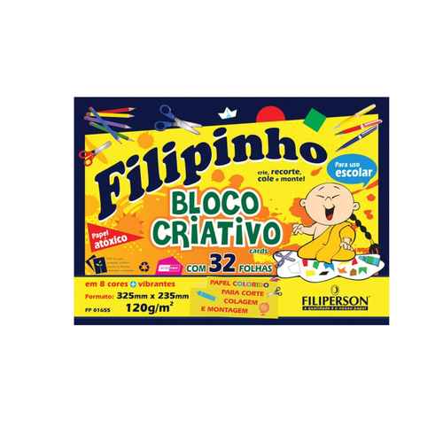 Papel Criativo Filiperson Filipinho 32,5X23,5 120g 8 Cores 32 Folhas