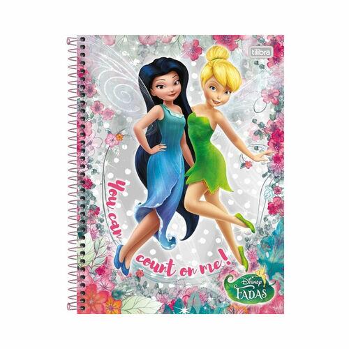 Caderno Universitário Tilibra Espiral 96 Folhas Disney Fadas