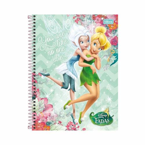 Caderno Universitário Tilibra Espiral 96 Folhas Disney Fadas