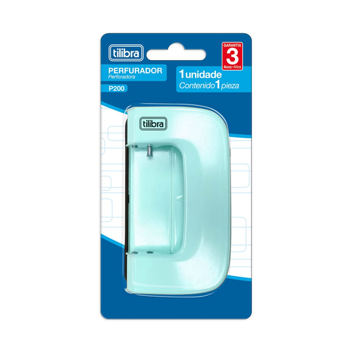 Perfurador 2 Furos Tilibra P200 10 Folhas Azul Aqua