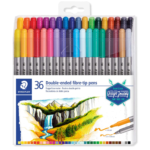 Caneta Hidrocor Staedtler Ponta Dupla com 36 Cores 3200 TB36