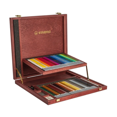 Lápis de Cor Aquarelável Stabilo Wooden com 60 peças Madeira