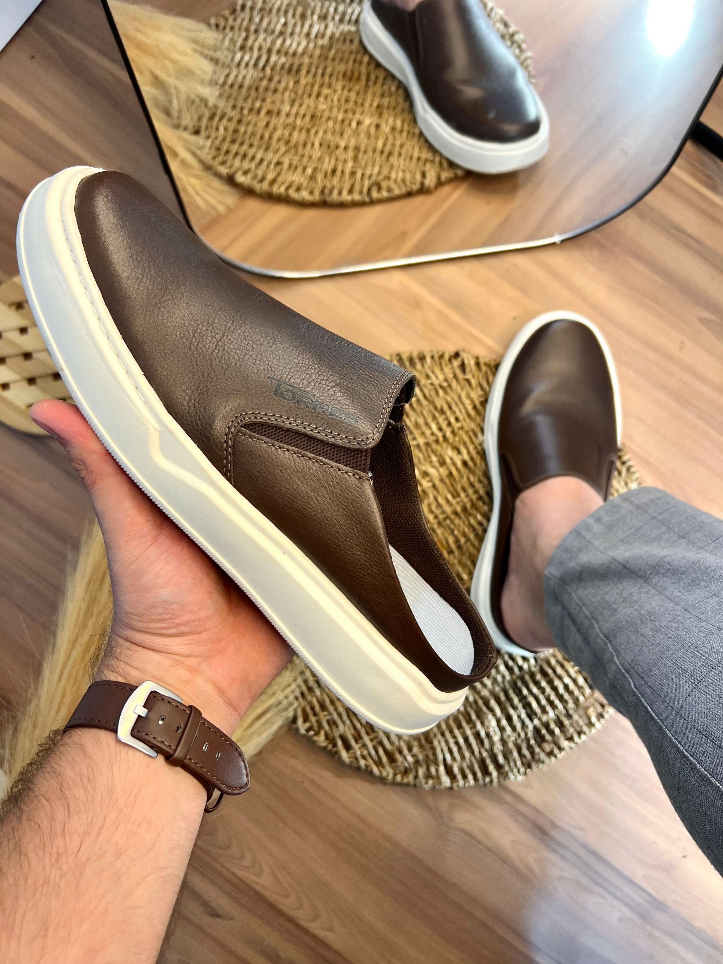 Comprar Sapato mule masculino em couro legítimo Torres Zuma Café