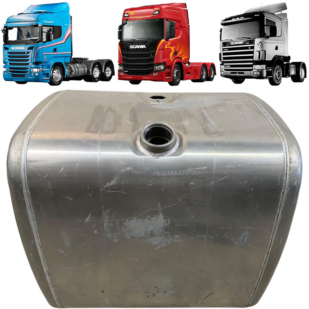 Tanque Combustível Alumínio Scania 275 Litros Com Detalhes Original