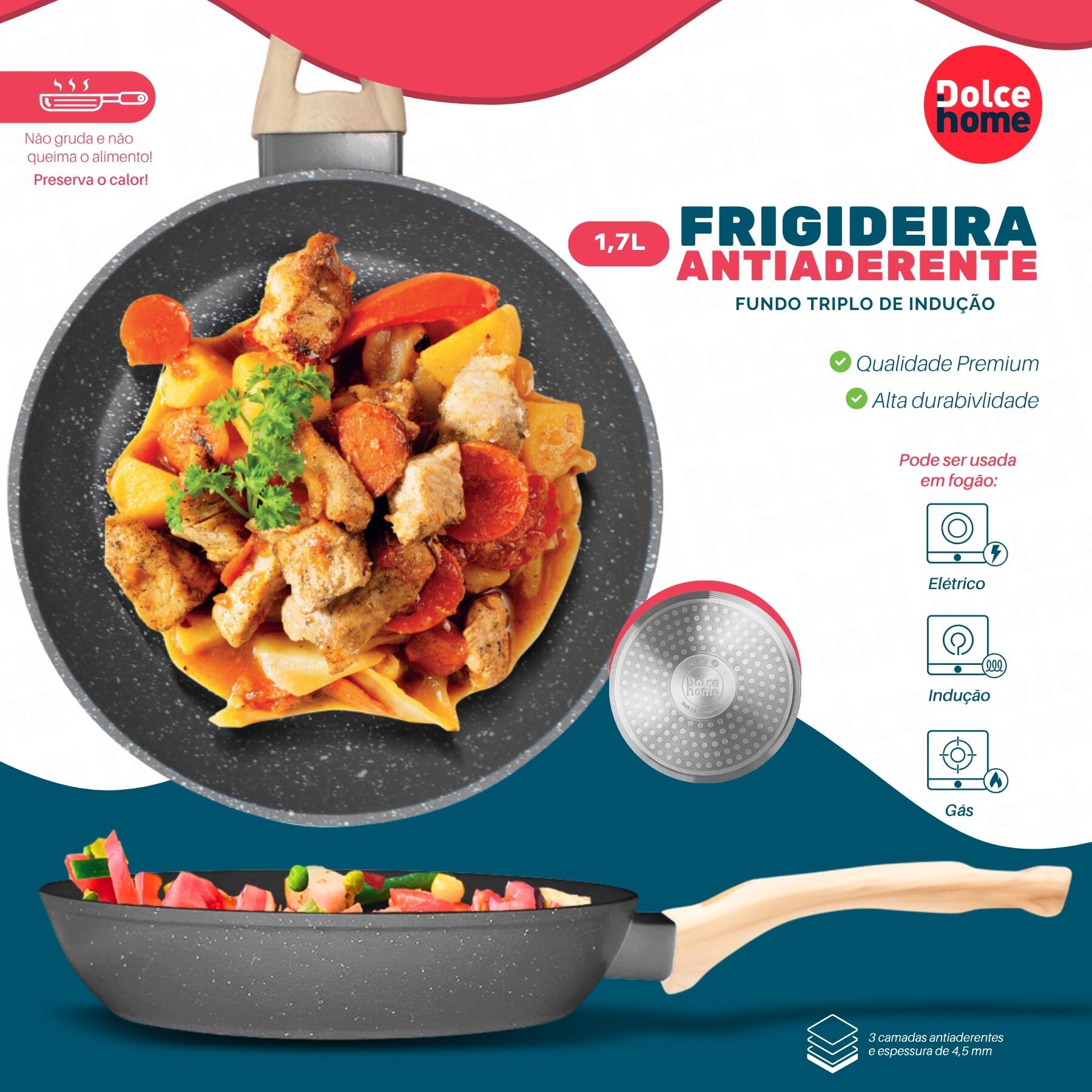 Comprar Frigideira Induo 24cm 1,7l Fundo Triplo Cinza - Dolce Home -  R$110,28