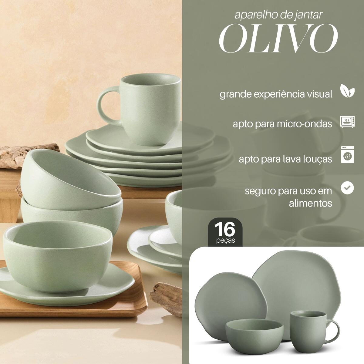 maison de dolce.オケージョン3点セット Comprar Aparelho De Jantar Olivo Conjunto 16 Peças Cerâmica - Dolce