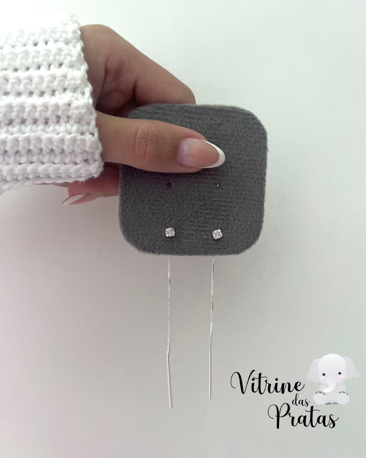 Brinco corrente zircônia Prata 925. - a partir de R$66,40