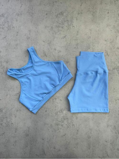 Top Azul Bebe Comprar Short Básico + Top Aline - Light Azul Bebê - Criare Fitness