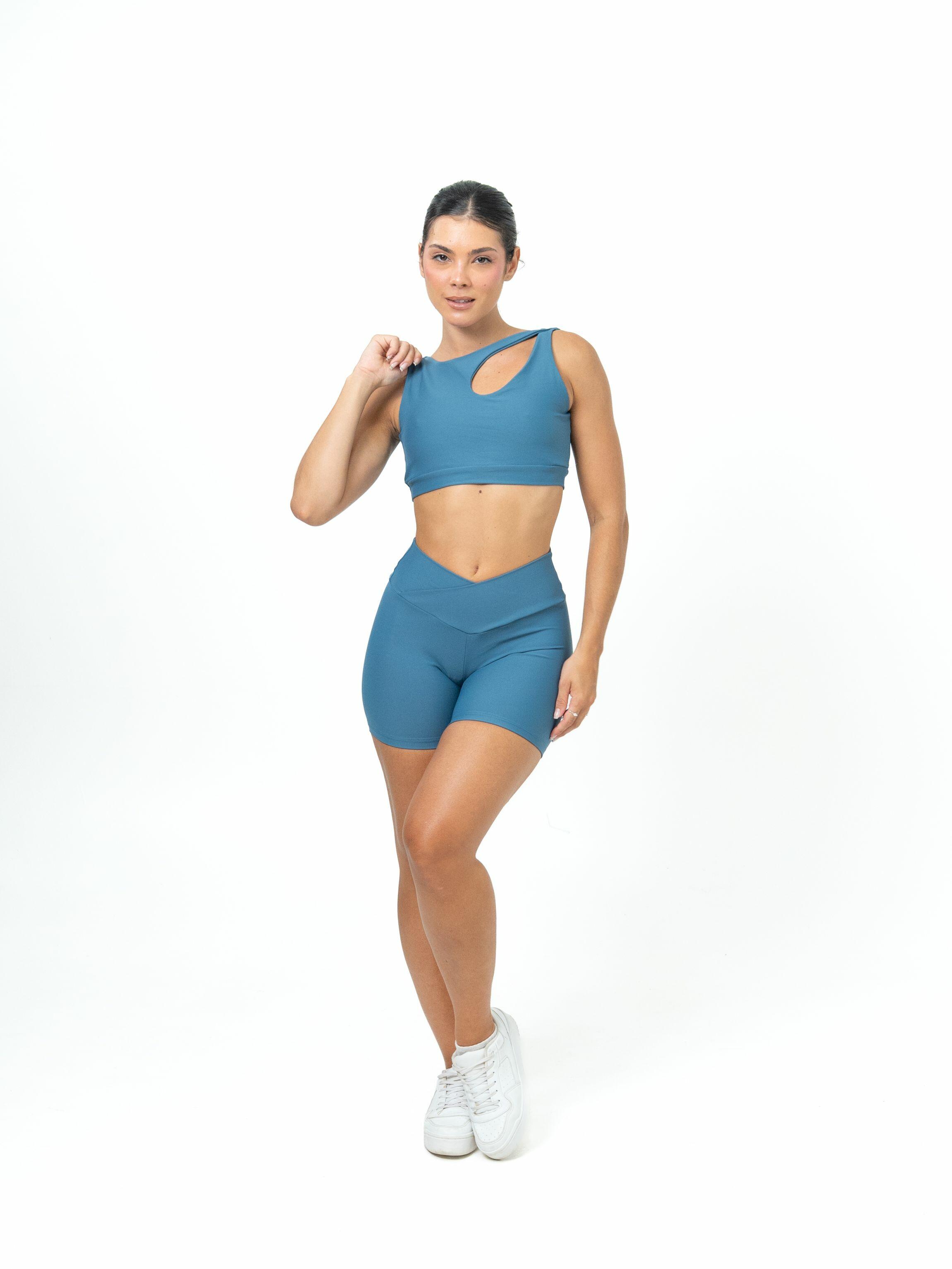 Comprar Short Cós Cruzado + Top Melina - Light Azul Grisaceo