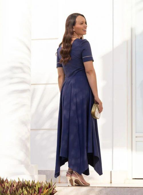 Comprar VESTIDO MIDI AZUL ESCURO NATALIA JANY PIM 6570