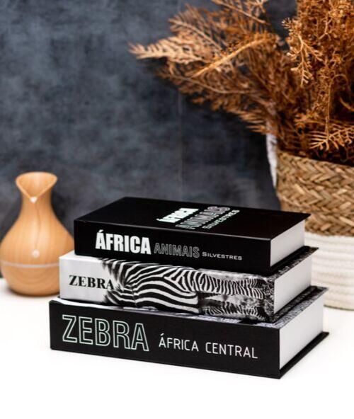 Comprar Kit com 3 caixas livros decorativas ZEBRA - a partir de R