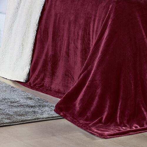 Cobertor King  2,60m X 2,40m Manta Microfibra E Sherpa Com Toque De L de Carneiro Alaska - Vinho