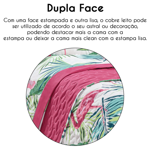 Kit Cobre Leito Matelado Estampado Casal King 3 Peas Micropercal 200 Fios Naturale - Flamingo
