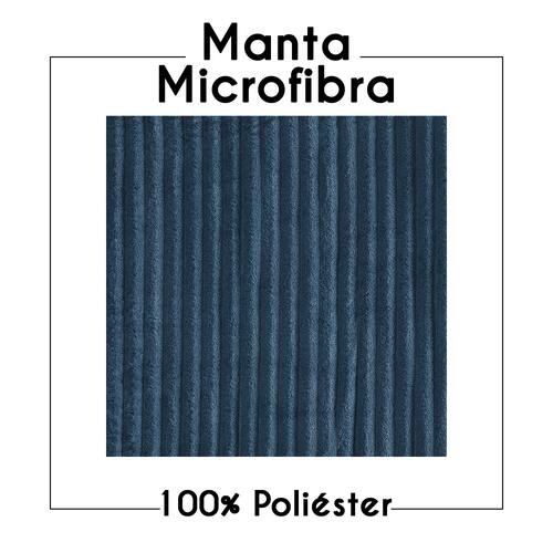 Manta Microfibra Velvet Bariloche Queen 2,40m X 2,20m Com Toque Aveludado - Azul