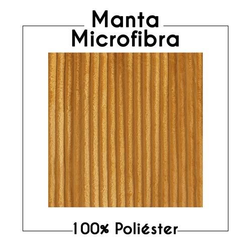 Manta Microfibra Velvet Bariloche Queen 2,40m X 2,20m Com Toque Aveludado - Mostarda