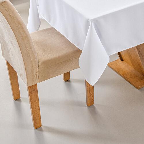 Toalha De Mesa Basic 08 Cadeiras 1,40M x 2,50M Tecido Oxford - Branco