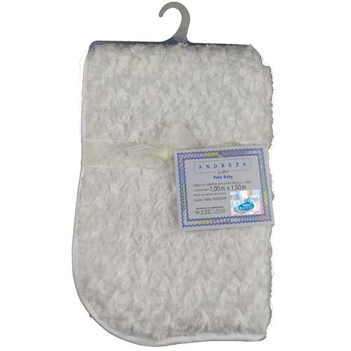Cobertor Para Beb Peludinho De Florzinha 1,50m X 1,00m Com Cabide Petit Baby - Branco