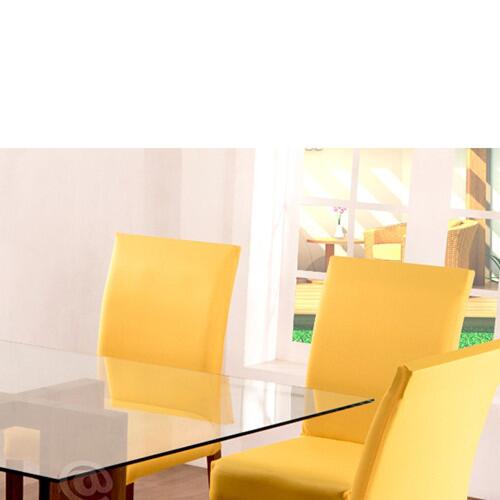 Capas Para Cadeiras De Jantar 04 Peas Em Malha Gel Lisa - Amarelo