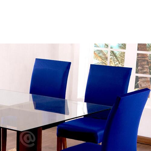 Capas Para Cadeiras De Jantar 04 Peas Em Malha Gel Lisa - Azul Royal