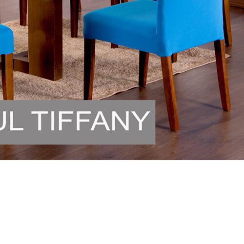 Capas Para Cadeiras De Jantar 04 Peas Em Malha Gel Lisa - Azul Tiffany