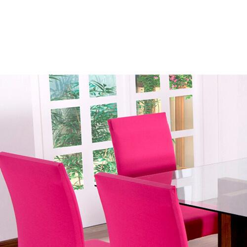 Capas Para Cadeiras De Jantar 04 Peas Em Malha Gel Lisa - Pink