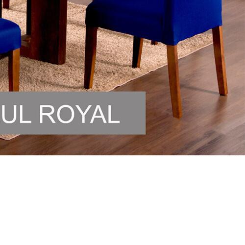 Capas Para Cadeiras De Jantar 06 Peas Em Malha Gel Lisa - Azul Royal