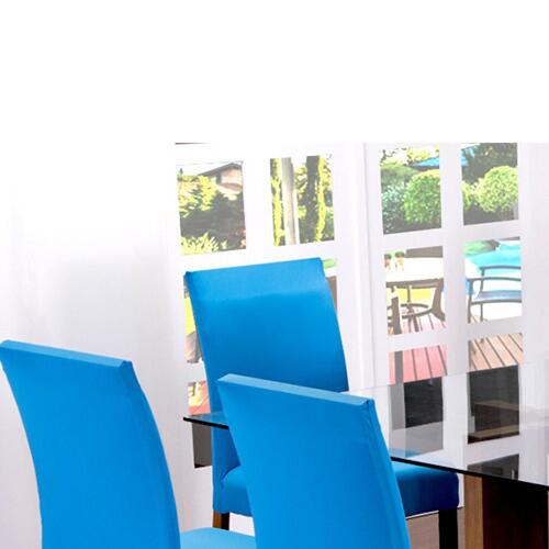 Capas Para Cadeiras De Jantar 06 Peas Em Malha Gel Lisa - Azul Tiffany