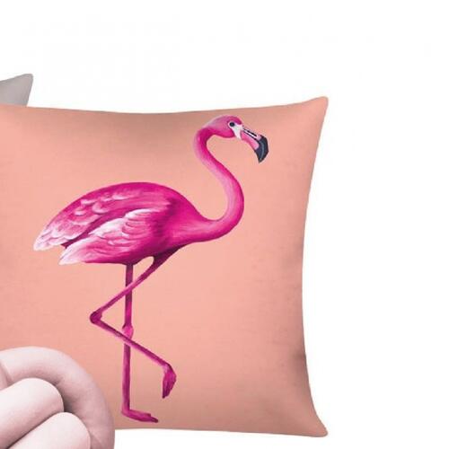 Almofada Moderna Com Zper 43cm x 43cm + Almofada De N Escandinavo - Flamingo