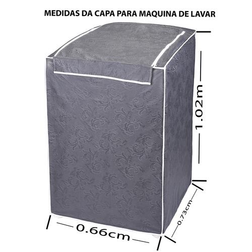 Capa Para Mquina De Lavar Roupa Tamanho G = 66cm x 73cm x 102cm - Cinza