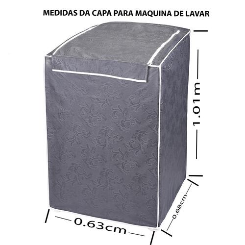 Capa Para Mquina De Lavar Roupa Tamanho M = 63cm x 68cm x 101cm - Cinza