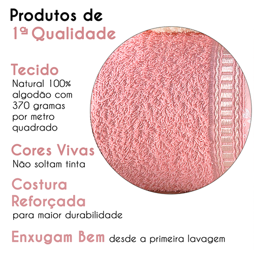 Jogo De Banho Nobre 05 Peas Bordado Coroa 100% Algodo - Rosa