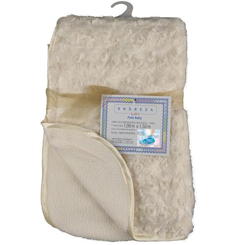 Cobertor Para Beb Peludinho De Florzinha 1,50m X 1,00m Com Cabide Petit Baby - Marfim