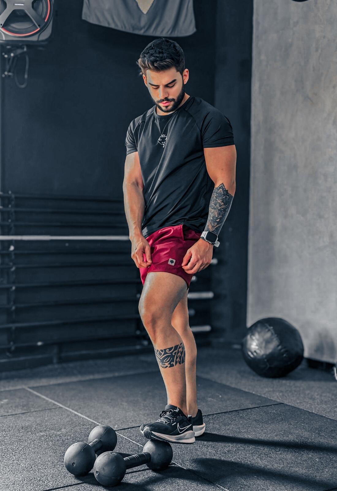 Shorts Microfibra Elastano Mega Confortável Vinho - a partir de R