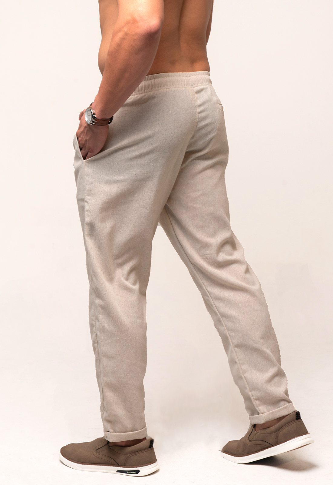 Calça De Linho Masculina Casual Premium Natural