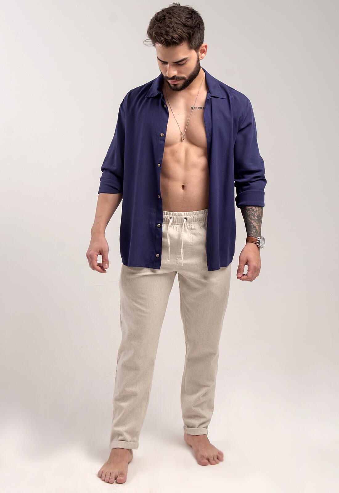 Camisa E Calça De Linho Masculina Conjunto Camisa Linho E Calça