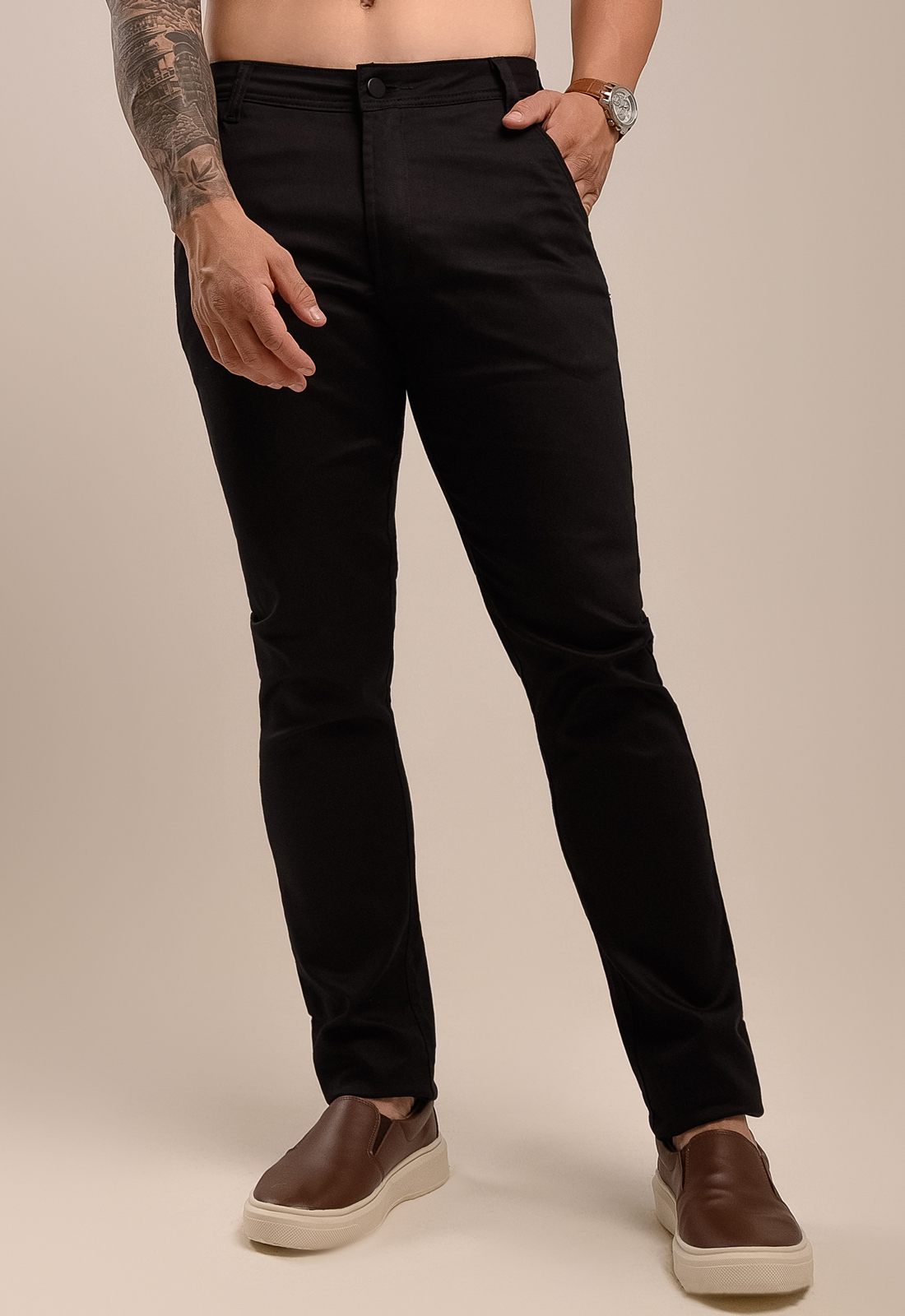 Calça de Sarja Masculina Esporte Fino Preto A mais vendida a